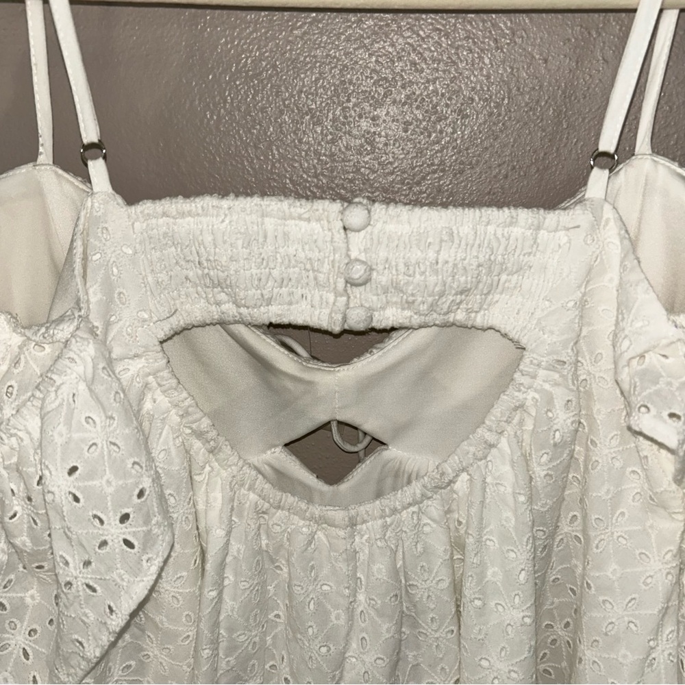 MARBLE eyelet White Off-Shoulder Mini Dress - Picture 6 of 6